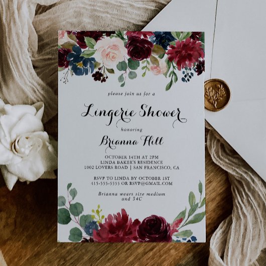 Herfst moderne kalligrafie bruids lingerie douche kaart