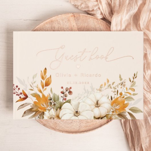 Herfst moderne kalligrafie bruiloft gastenboek