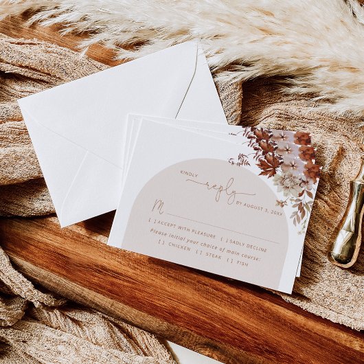 Herfst moderne maaltijdkeuze bruiloft RSVP kaart