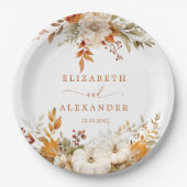 Herfst Moderne Rustieke Terracotta Huwelijk Papieren Bordje (Voorkant)