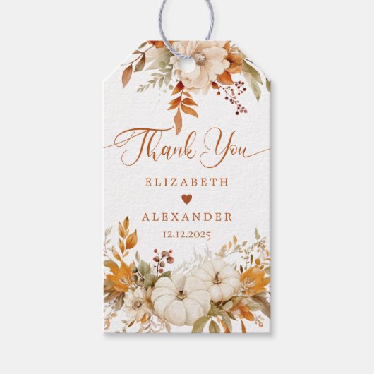 Herfst Moderne Terracotta bruiloft Dank u Cadeaulabel (Voorkant)