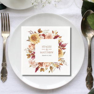 Herfst Moderne Terracotta Vierkante bruiloft Servet