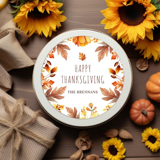 Herfst Moderne Thanksgiving Herfstbladeren Ronde Sticker