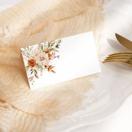 Herfst moderne verbrande sinaasappels bruiloft plaatskaartje