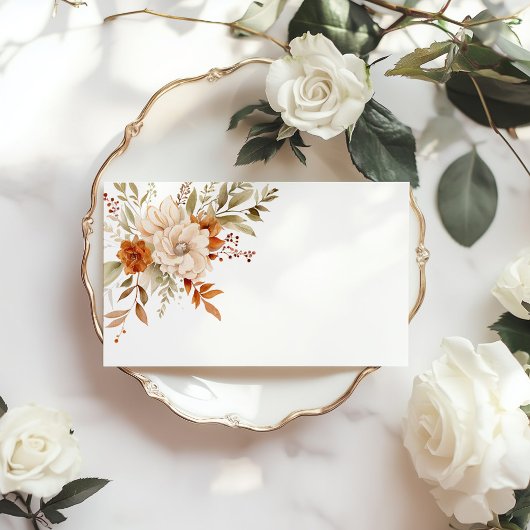 Herfst moderne verbrande sinaasappels bruiloft plaatskaartje