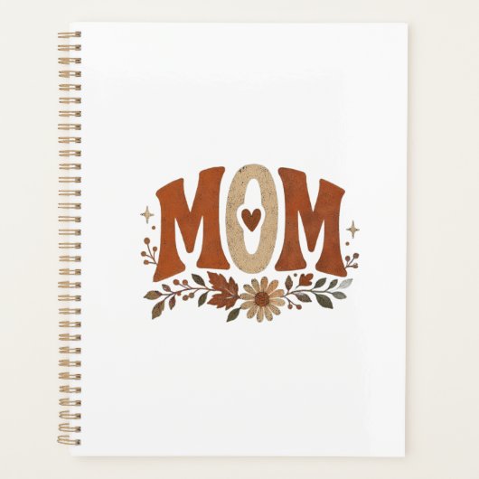 Herfst Moeder Boho Bloemige Terracotta Retro Aards Planner (Voorkant)