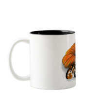 Herfst mok met pompoenen, een kat en een muis