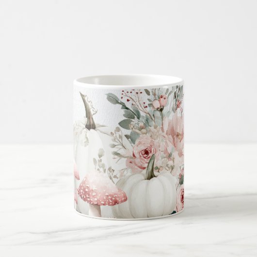 Herfst Mok met roze pompoenen en bloemen (Center)