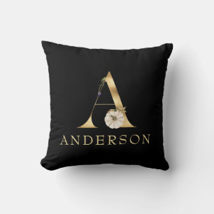 Herfst Monogram A met pompoen Sierkussen