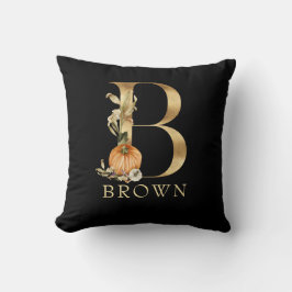 Herfst Monogram B met pompoen Sierkussen