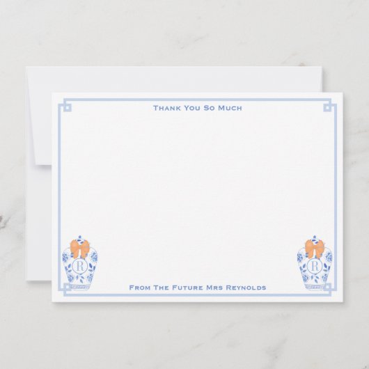 Herfst Monogram Gemberpot Bruidsmeubel Shower Bedankkaart (Voorkant)