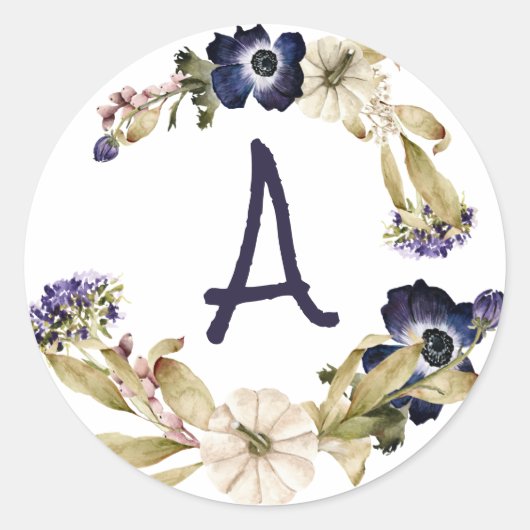 Herfst monogram gepersonaliseerd ronde sticker (Voorkant)