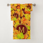 Herfst Monogram Maple verlaat najaar oliepatroon Bad Handdoek (Insitu)