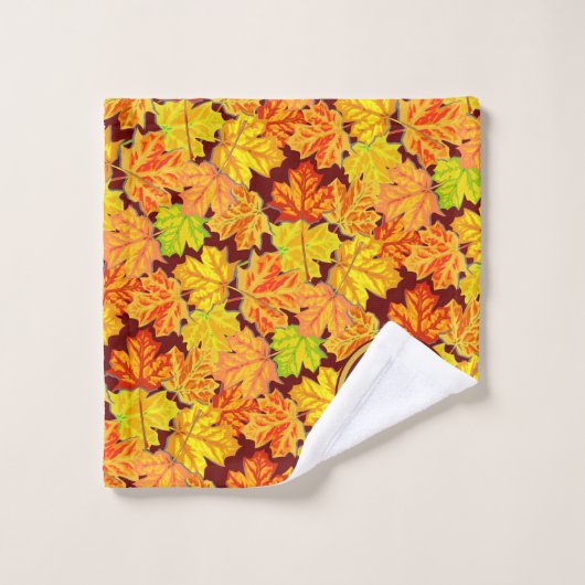 Herfst Monogram Maple verlaat najaar oliepatroon Bad Handdoek (Wasdoekje)
