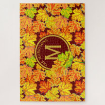 Herfst Monogram Maple verlaat najaar oliepatroon