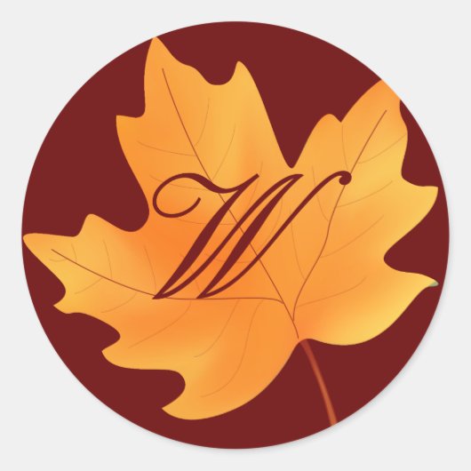 Herfst monogram ronde sticker (Voorkant)