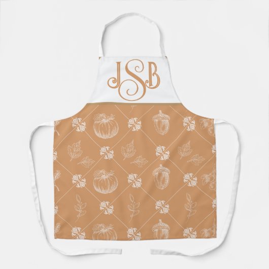 Herfst Monogram Schort - Gedempt Sinaasappel (Voorkant)