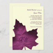 Herfst Monogrammed Bridal Shower Invitation (paars Kaart (Voorkant / Achterkant)
