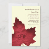Herfst Monogrammed Bridal Shower Invitation (rood) Kaart (Voorkant)