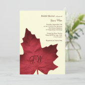 Herfst Monogrammed Bridal Shower Invitation (rood) Kaart (Staand voorkant)