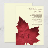 Herfst Monogrammed Bridal Shower Invitation (rood) Kaart (Voorkant / Achterkant)