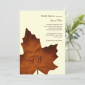 Herfst Monogrammed Bridal Shower Invitation sinaas Kaart (Staand voorkant)