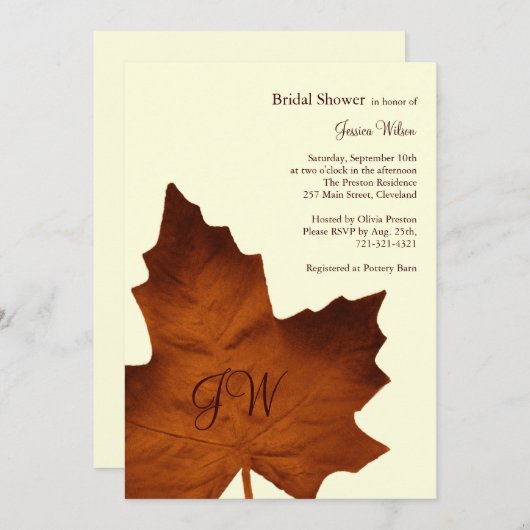 Herfst Monogrammed Bridal Shower Invitation sinaas Kaart (Voorkant / Achterkant)