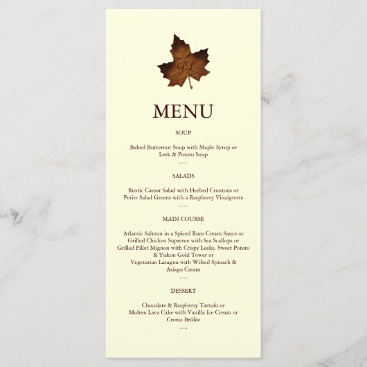 Herfst Monogrammed Menu in brown (Voorkant)