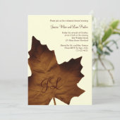 Herfst Monogrammed Rehearsal Dinner Invite (bruin) Kaart (Staand voorkant)