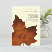 Herfst Monogrammed Rehearsal Dinner Invite (oranje Kaart (Staand voorkant)