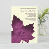Herfst Monogrammed Rehearsal Dinner Invite (paars) Kaart (Staand voorkant)
