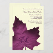 Herfst Monogrammed Rehearsal Dinner Invite (paars) Kaart (Voorkant / Achterkant)