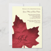 Herfst Monogrammed Rehearsal Dinner Invite (rood) Kaart (Voorkant)