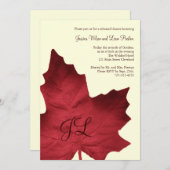 Herfst Monogrammed Rehearsal Dinner Invite (rood) Kaart (Voorkant / Achterkant)