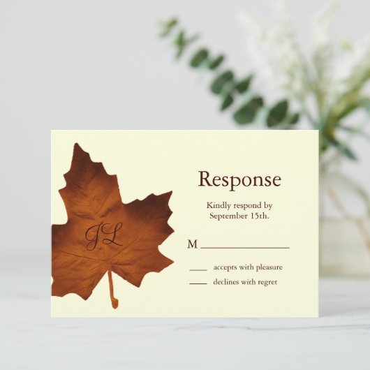 Herfst Monogrammed RSVP (Staand voorkant)