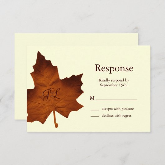 Herfst Monogrammed RSVP (Voorkant / Achterkant)