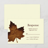 Herfst monogrammed RSVP (bruin) Kaartje (Voorkant / Achterkant)