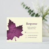 Herfst monogrammed RSVP (paars) (Staand voorkant)