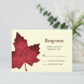 Herfst monogrammed RSVP (rood) Kaartje (Staand voorkant)