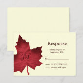 Herfst monogrammed RSVP (rood) Kaartje (Voorkant / Achterkant)