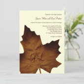 Herfst Monogrammed Wedding Invitation (bruin) Kaart (Staand voorkant)