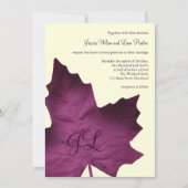 Herfst Monogrammed Wedding Invitation (paars) Kaart (Voorkant)