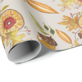 Herfst Mood Acorn Eiken Waterverf Kunst Cadeaupapier (Rol Hoek)