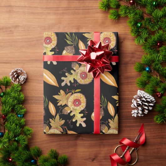 Herfst Mood Acorn Eiken Waterverf Kunst Cadeaupapier (Feestdagen Geschenken)