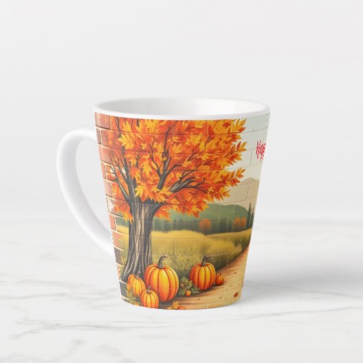Herfst Mooie Moderne Happy Thanksgiving Latte Mok (Linkerhoek)