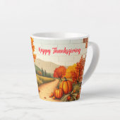Herfst Mooie Moderne Happy Thanksgiving Latte Mok (Rechterhoek)