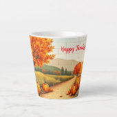 Herfst Mooie Moderne Happy Thanksgiving Latte Mok (Voorkant)
