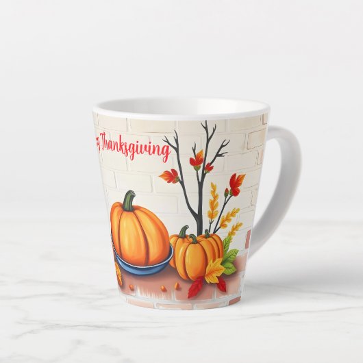 Herfst Mooie Populaire Happy Thanksgiving Latte Mok (Rechterhoek)