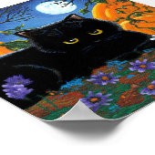 Herfst Moon Black Cat Pumpkins Creationarts Poster (Hoek)