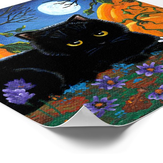 Herfst Moon Black Cat Pumpkins Creationarts Poster (Hoek)